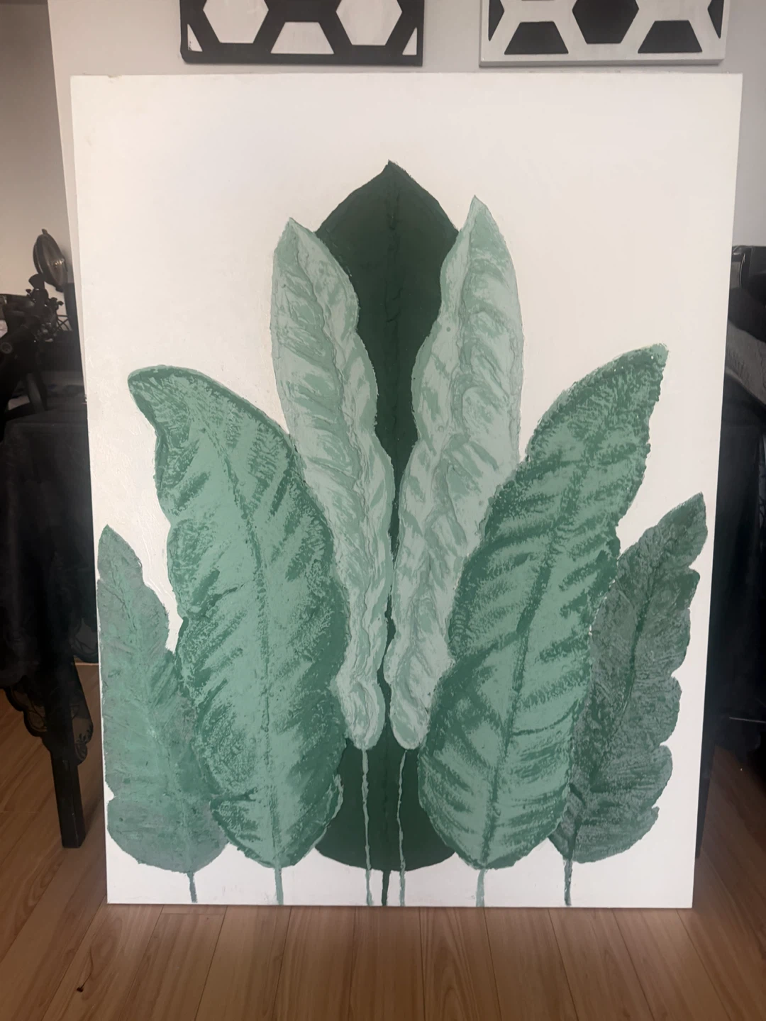 Large Abstract Leaf Painting - photo 2