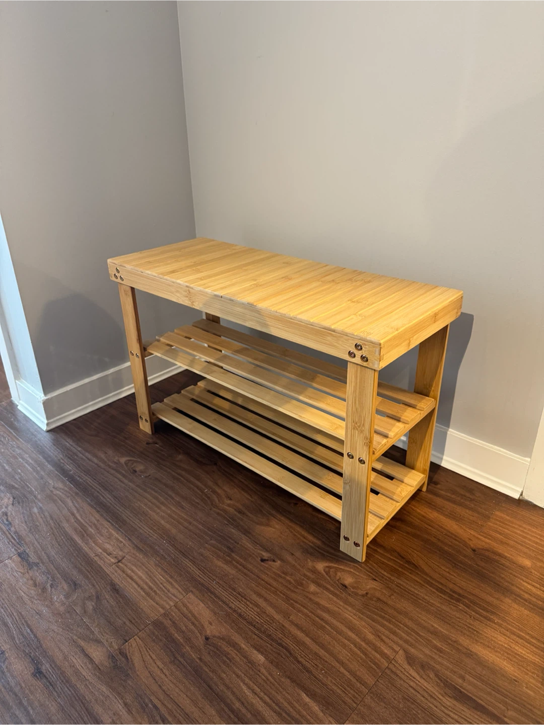 Bamboo 3-Tier Shoe Rack Bench