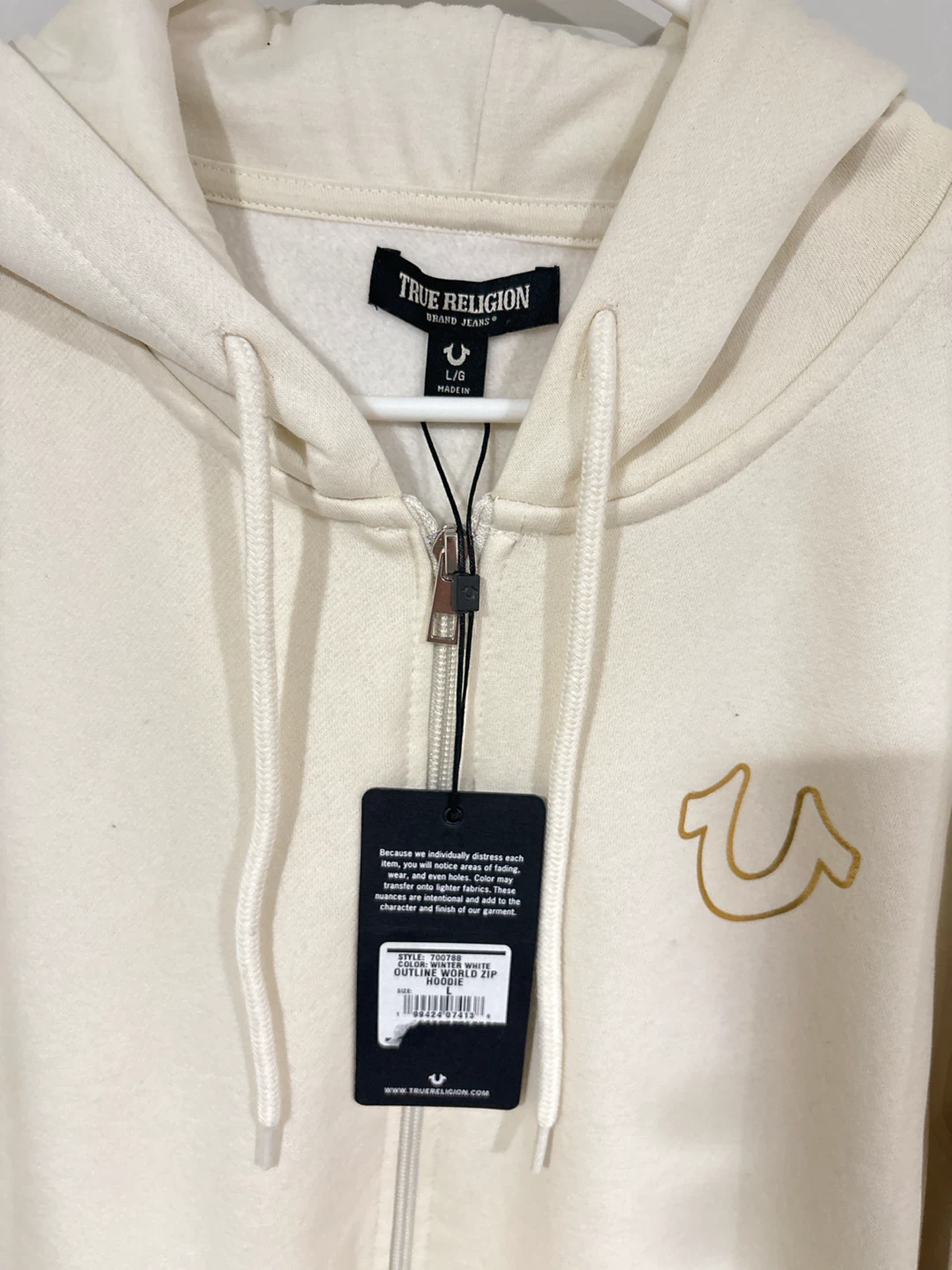 True Religion World Tour Zip Hoodie Cream L/G - photo 3