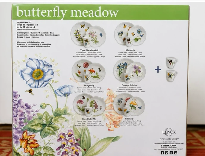 NEW Lenox Butterfly Meadow 18-Piece Dinnerware Set - photo 2