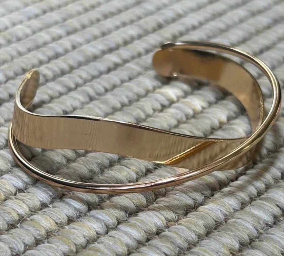 Double Band Twist Cuff Bracelet | Minimalist Open Cuff Bangle