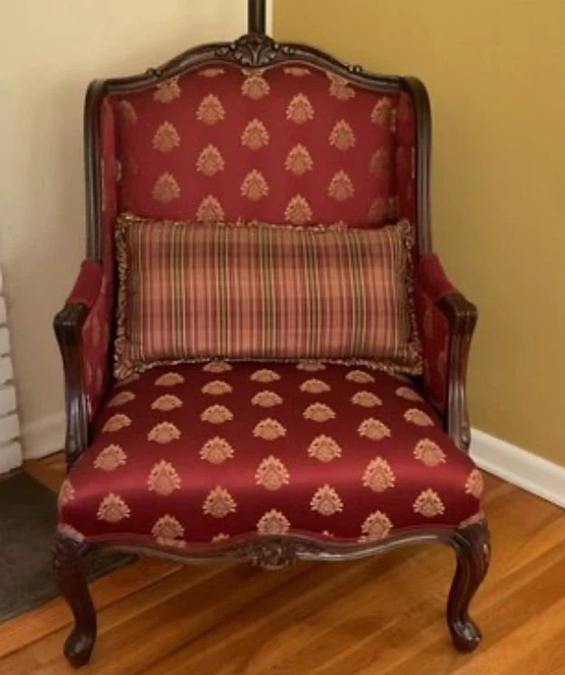 Ornate Wingback Accent Chair with Ottoman
