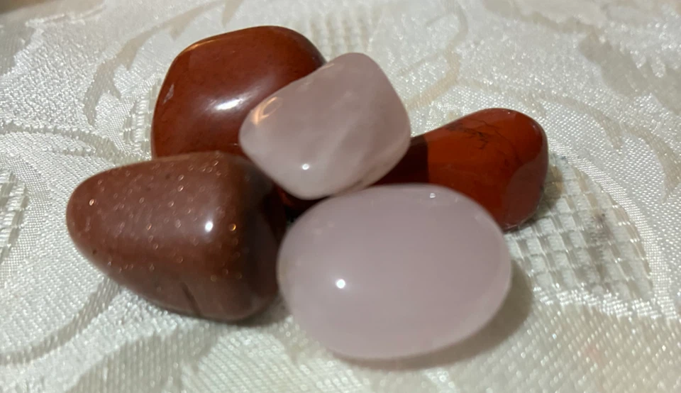 Assorted Tumbled Stones - Rose Quartz, Jasper, Goldstone