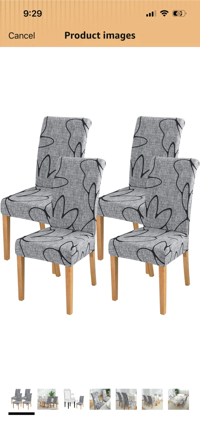 New-Set of 6 Grey Floral Dining Chair Covers - photo 2