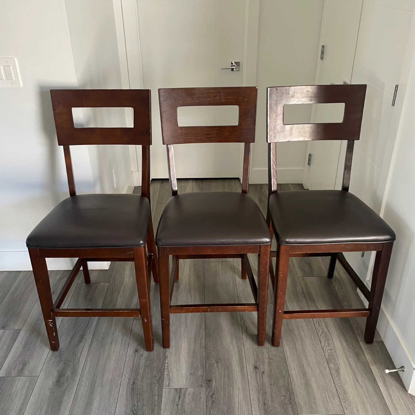 3 Leather Bar Chairs