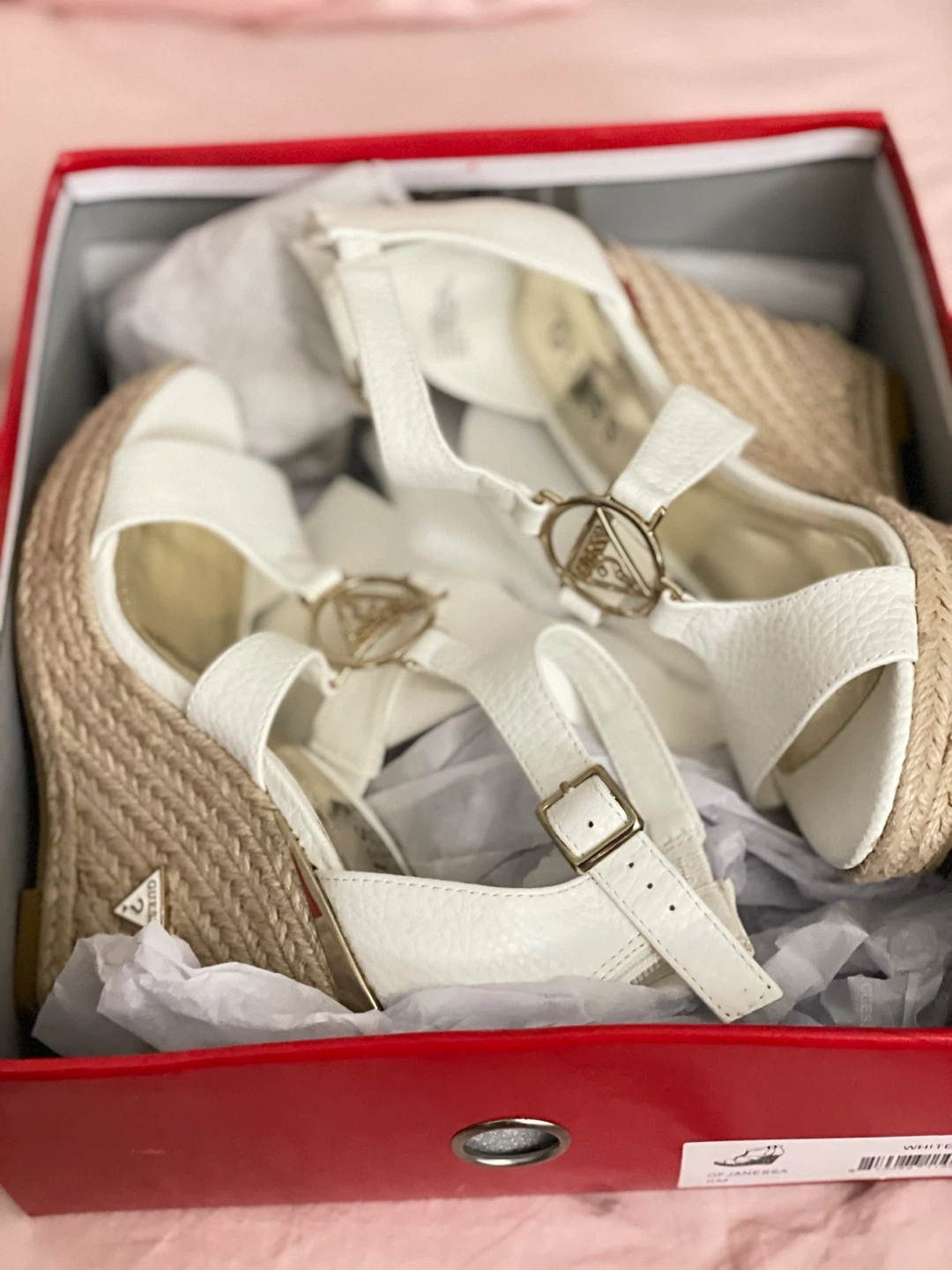 White GUESS GF Janessa Wedge Sandals - photo 2