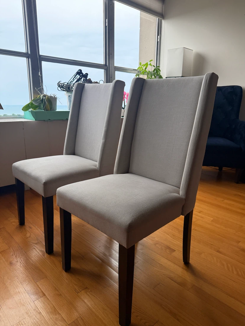 Set of 2 Light Gray Dining Chairs - photo 2