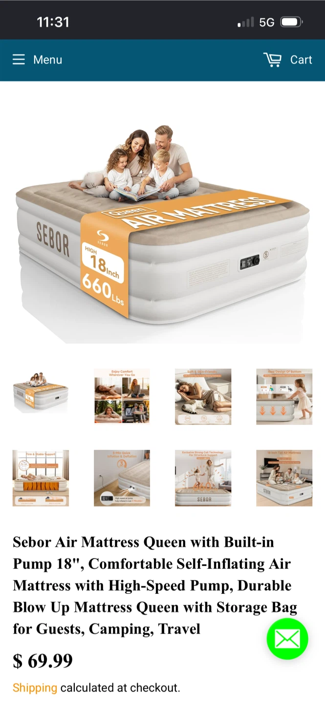 Sebor Queen Air Mattress 18 inch