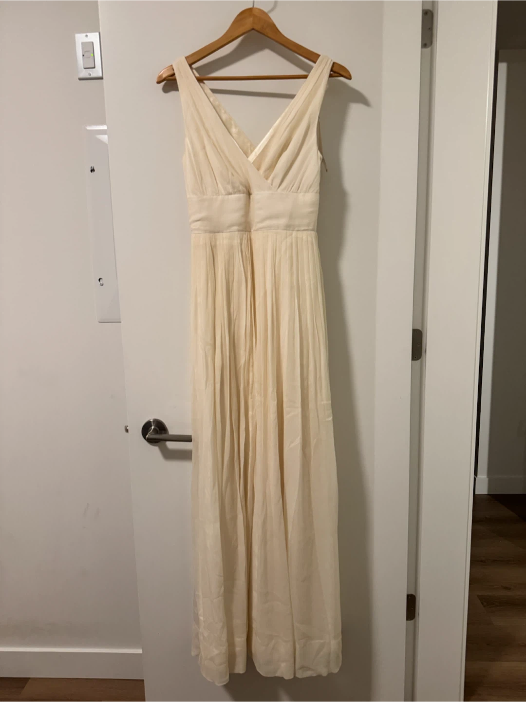 J.Crew 100% Silk Ivory Maxi Dress - Size 8 Petite
