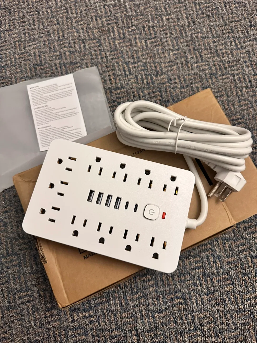 White Power Strip with USB Ports