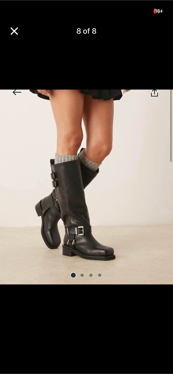 ASOS Black Leather Tall Boots with Buckle Detail