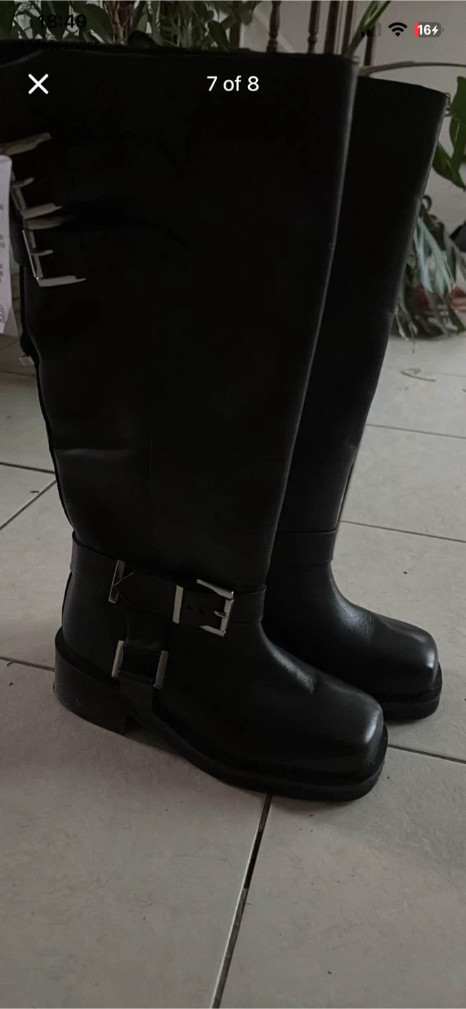 ASOS Black Leather Tall Boots with Buckle Detail - photo 2