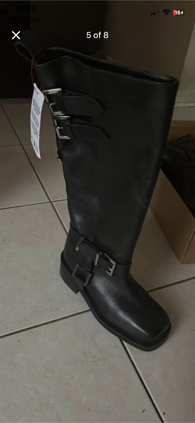 ASOS Black Leather Tall Boots with Buckle Detail - photo 3