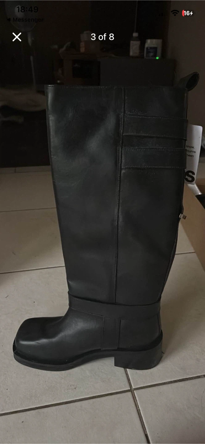 ASOS Black Leather Tall Boots with Buckle Detail - photo 4