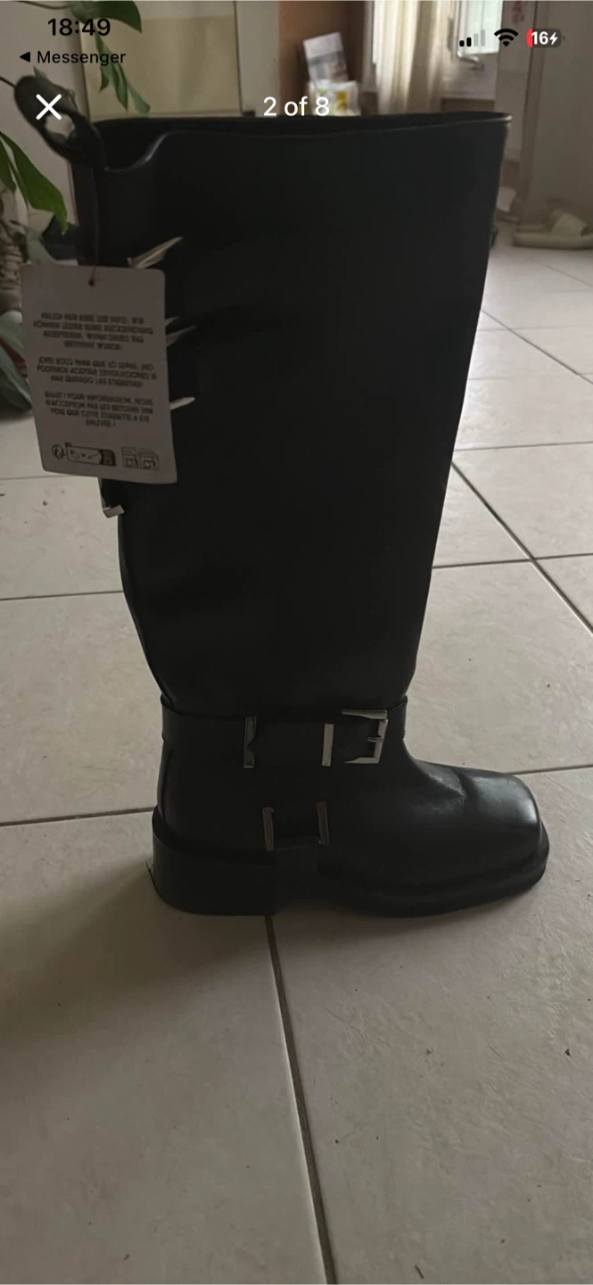 ASOS Black Leather Tall Boots with Buckle Detail - photo 5