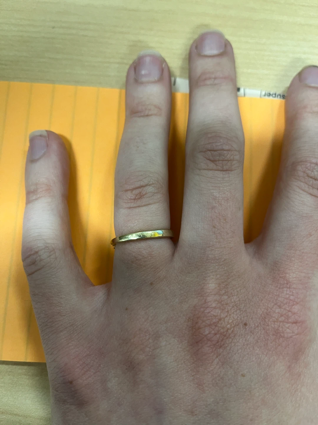 Thin Gold Ring with Square and Round Stones - photo 2