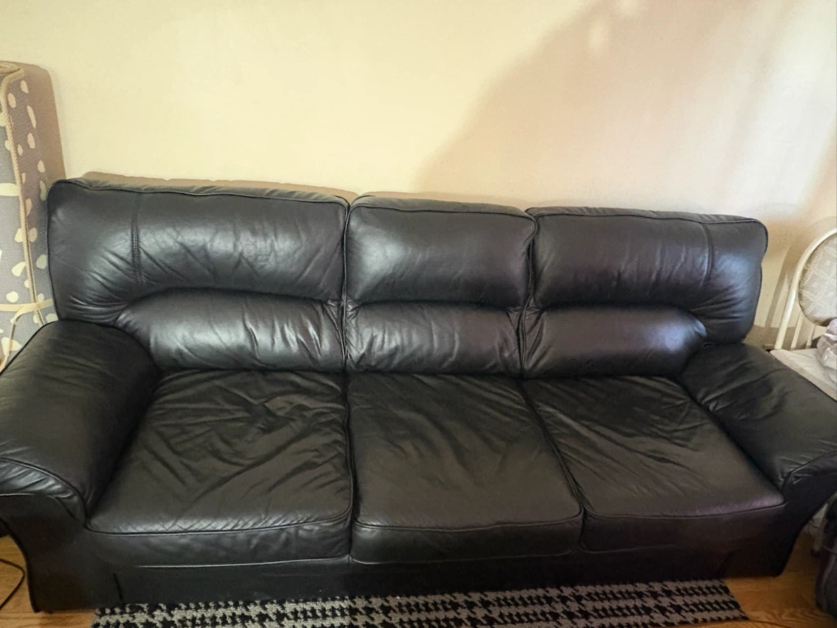 Black Leather Sofa - photo 2