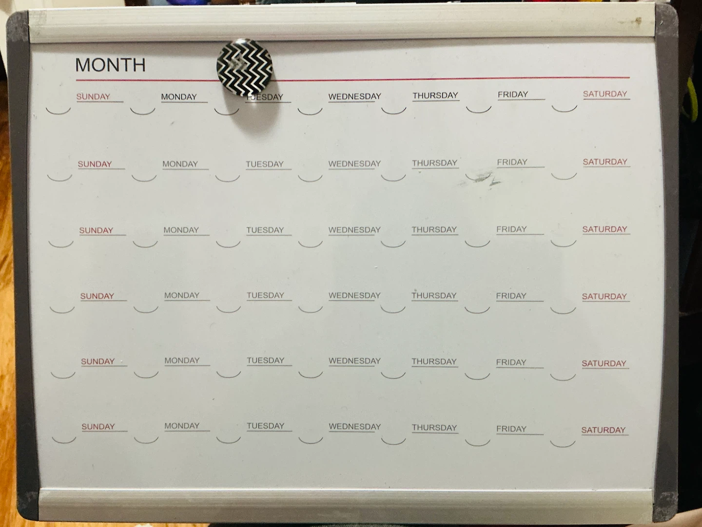 Monthly Dry Erase Calendar Whiteboard