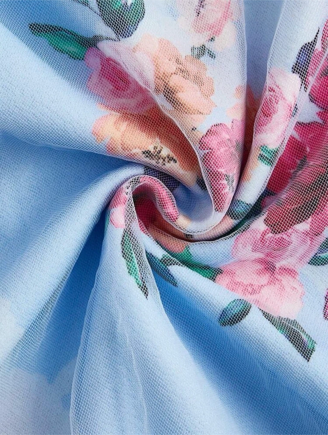 Light Blue Floral Sleeveless Midi Dress - photo 4