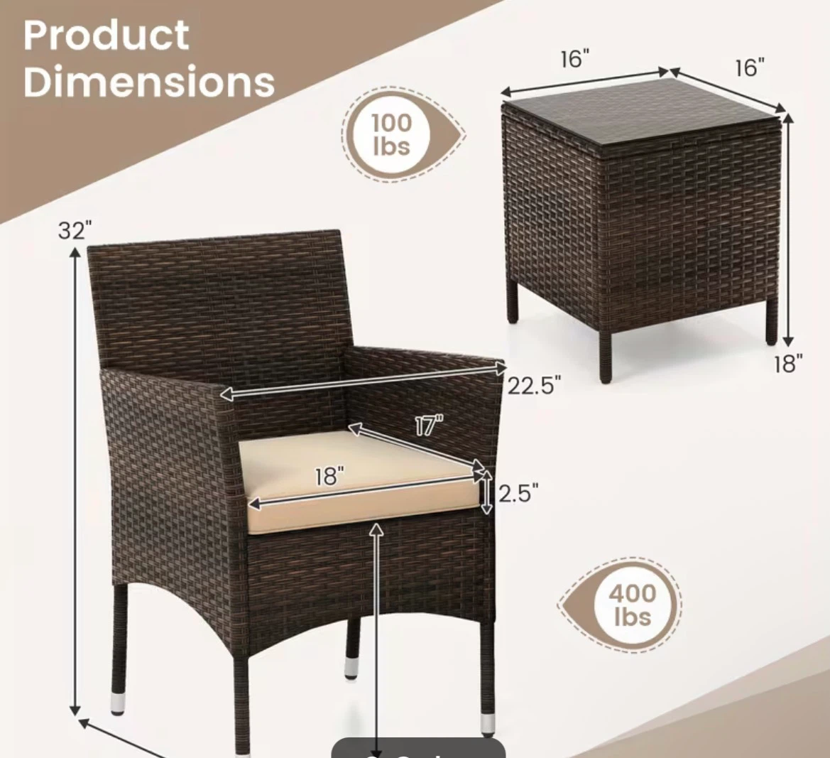 Patio 3pc balcony furniture - photo 3