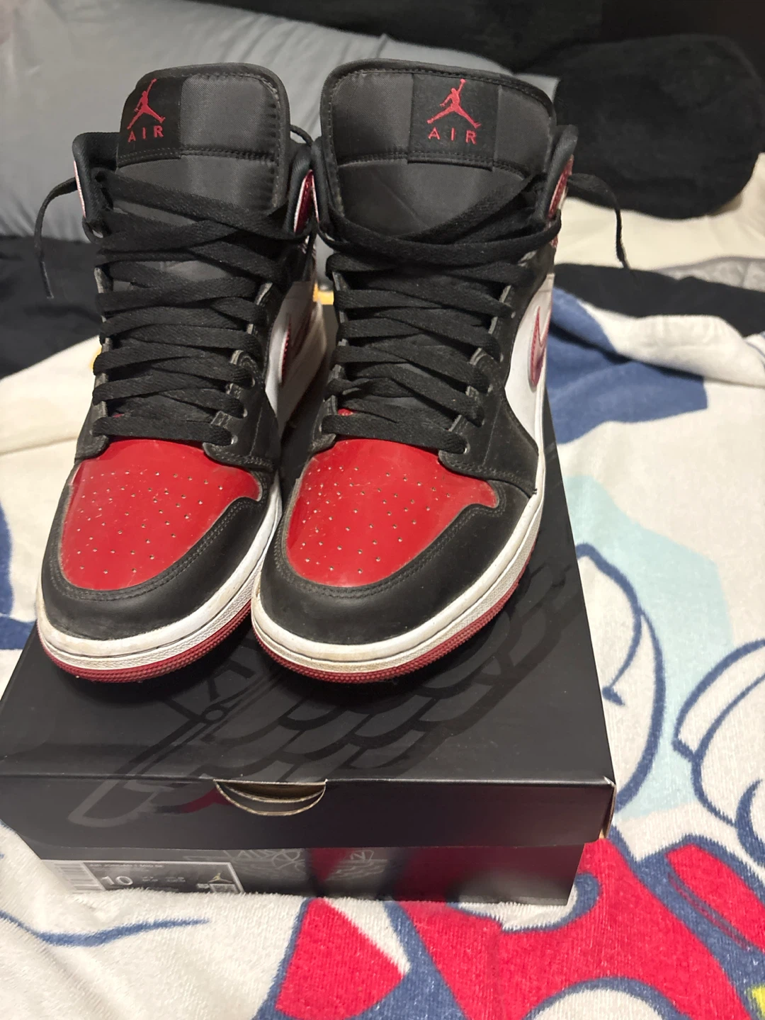 Air Jordan 1 Mid Red Black White Men's Sneakers