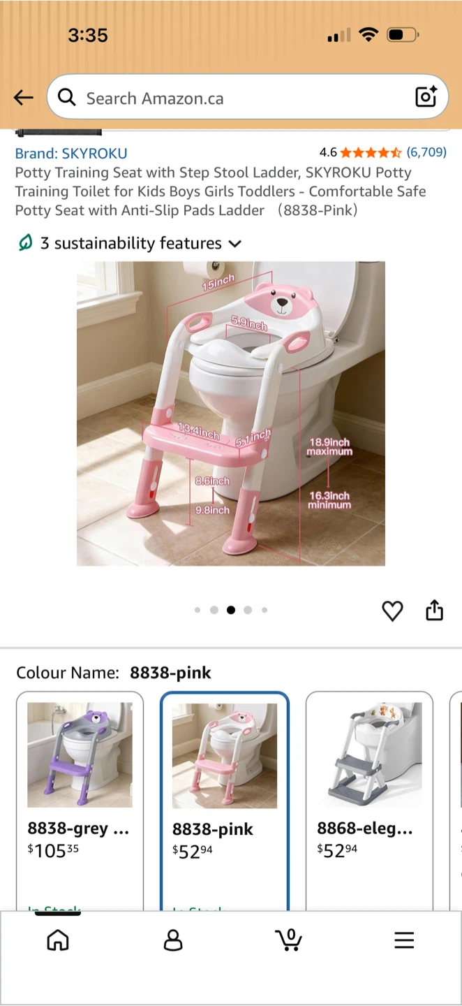 SKYROKU Potty Training Seat with Step Stool Ladder - Pink
