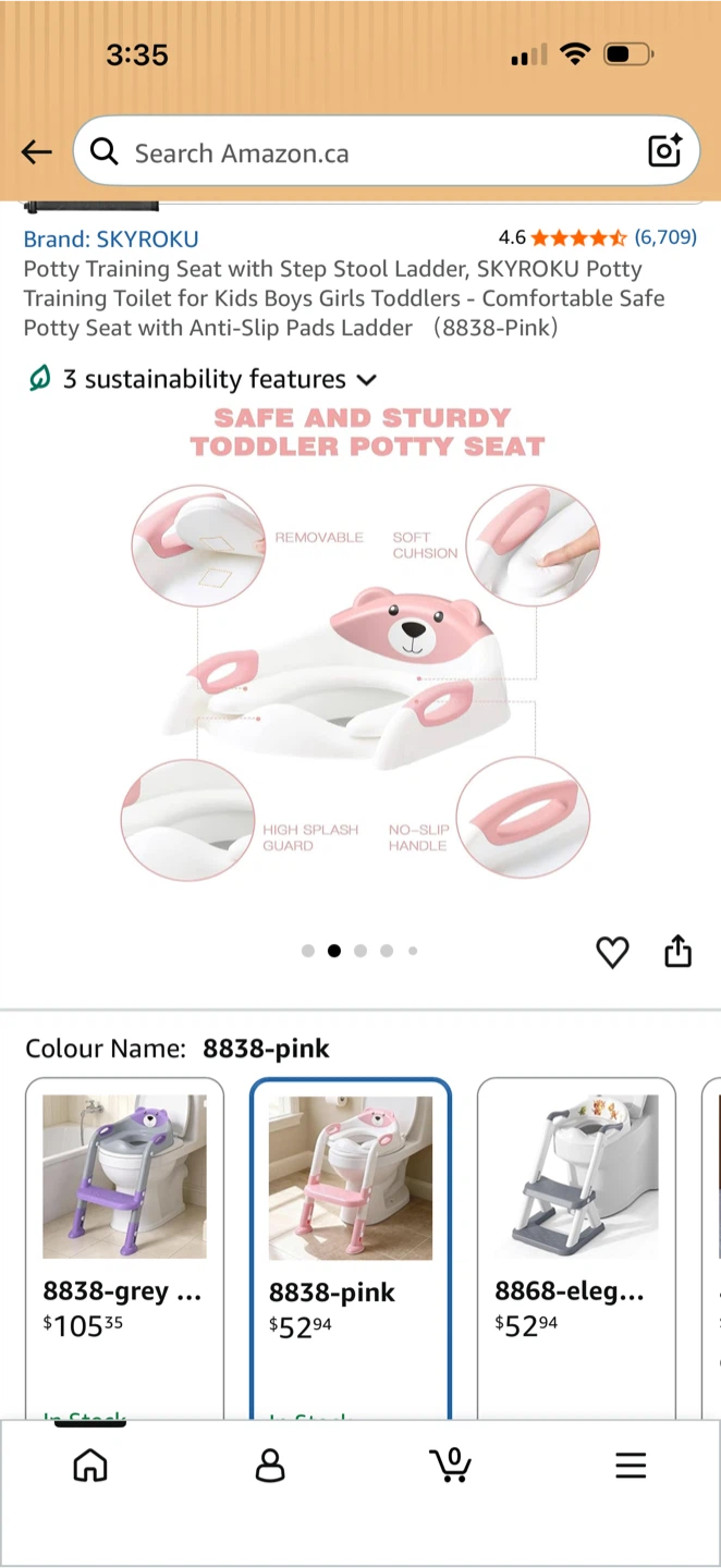 SKYROKU Potty Training Seat with Step Stool Ladder - Pink - photo 2