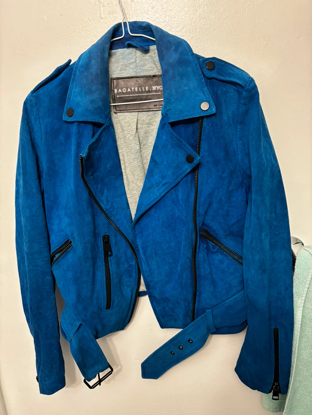 Bagatelle.NYC Blue genuine leather Suede Moto Jacket - photo 2