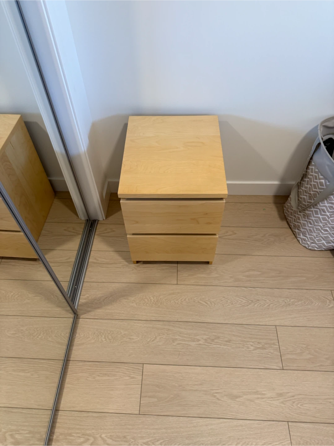 Light Wood 2-Drawer Nightstand