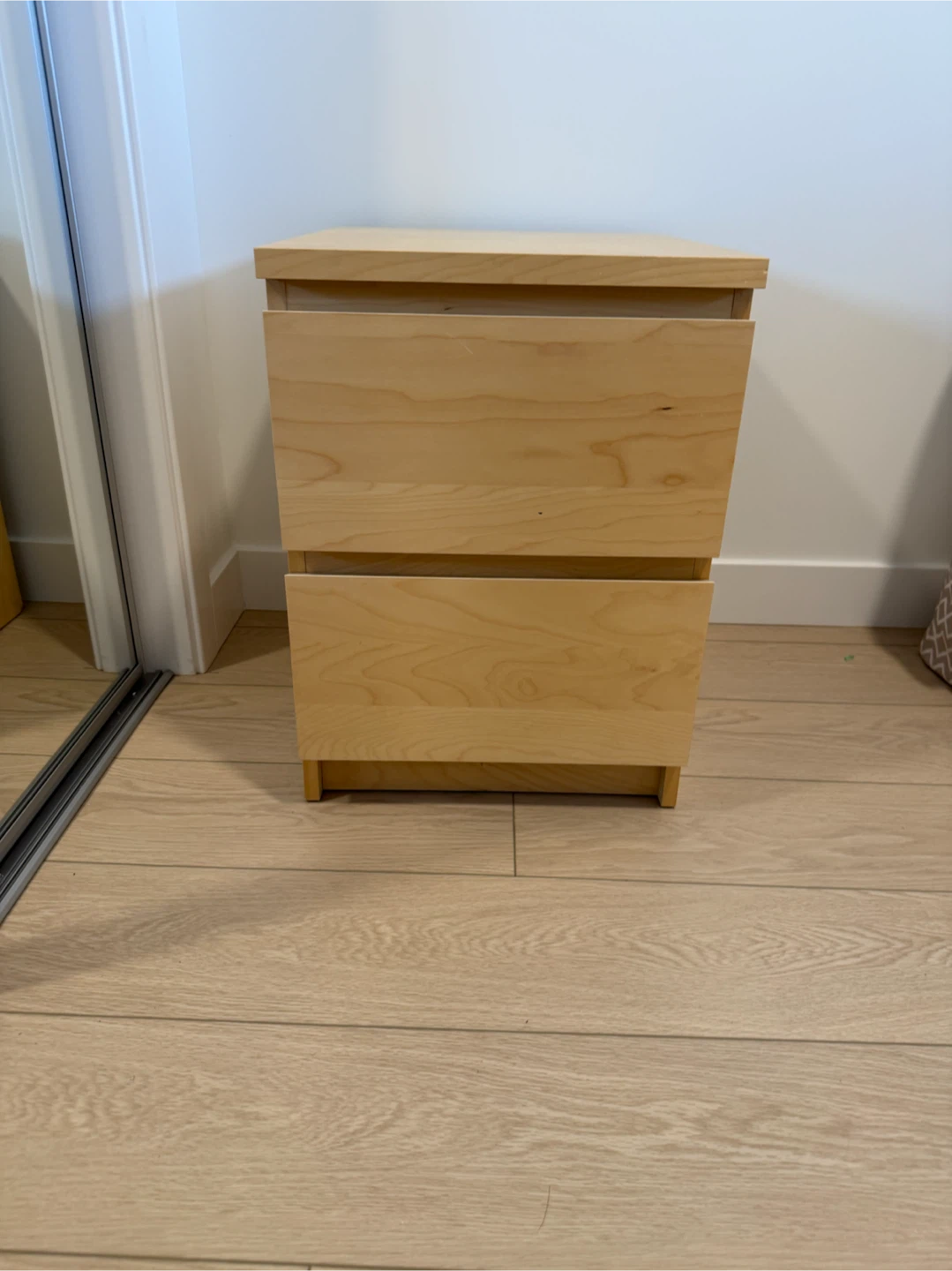 Light Wood 2-Drawer Nightstand - photo 2