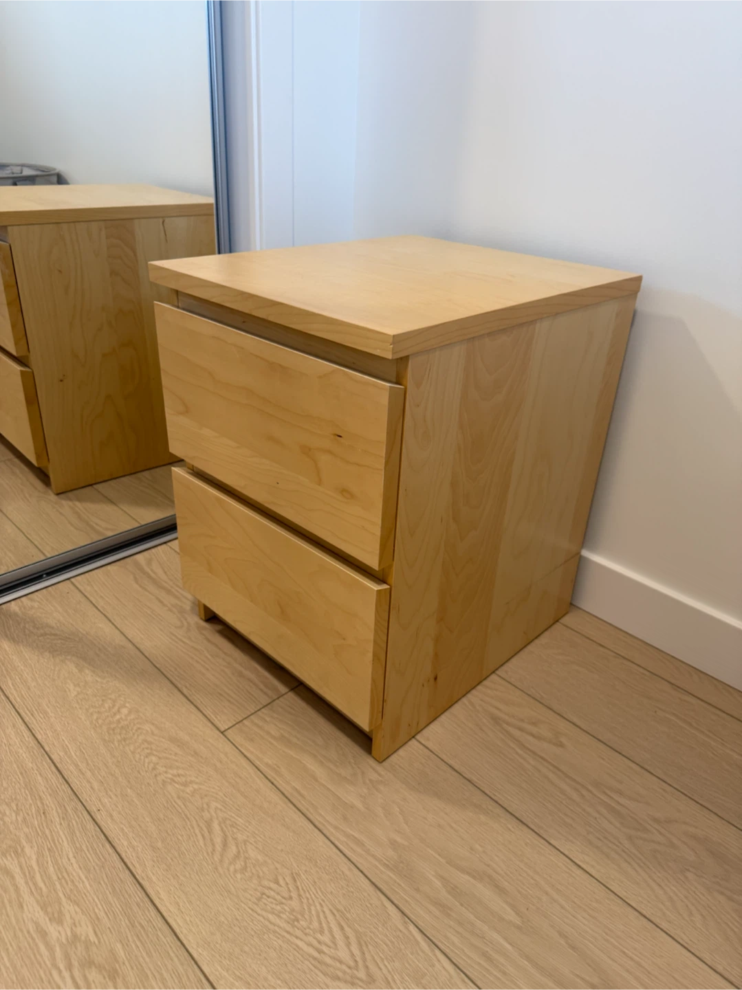 Light Wood 2-Drawer Nightstand - photo 3