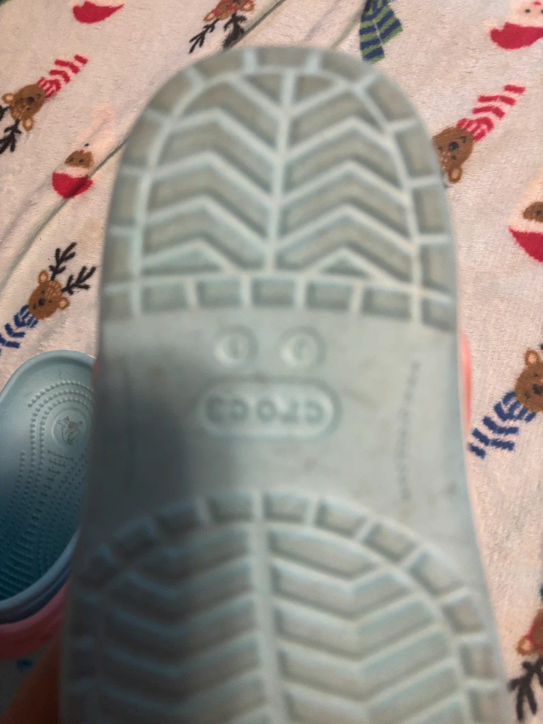 Light Blue Crocs with Pink Accents kids size 1 - photo 2