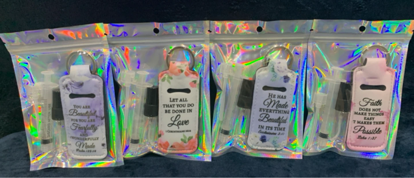 Inspirational Keychain & Mini Spray Bottle Set