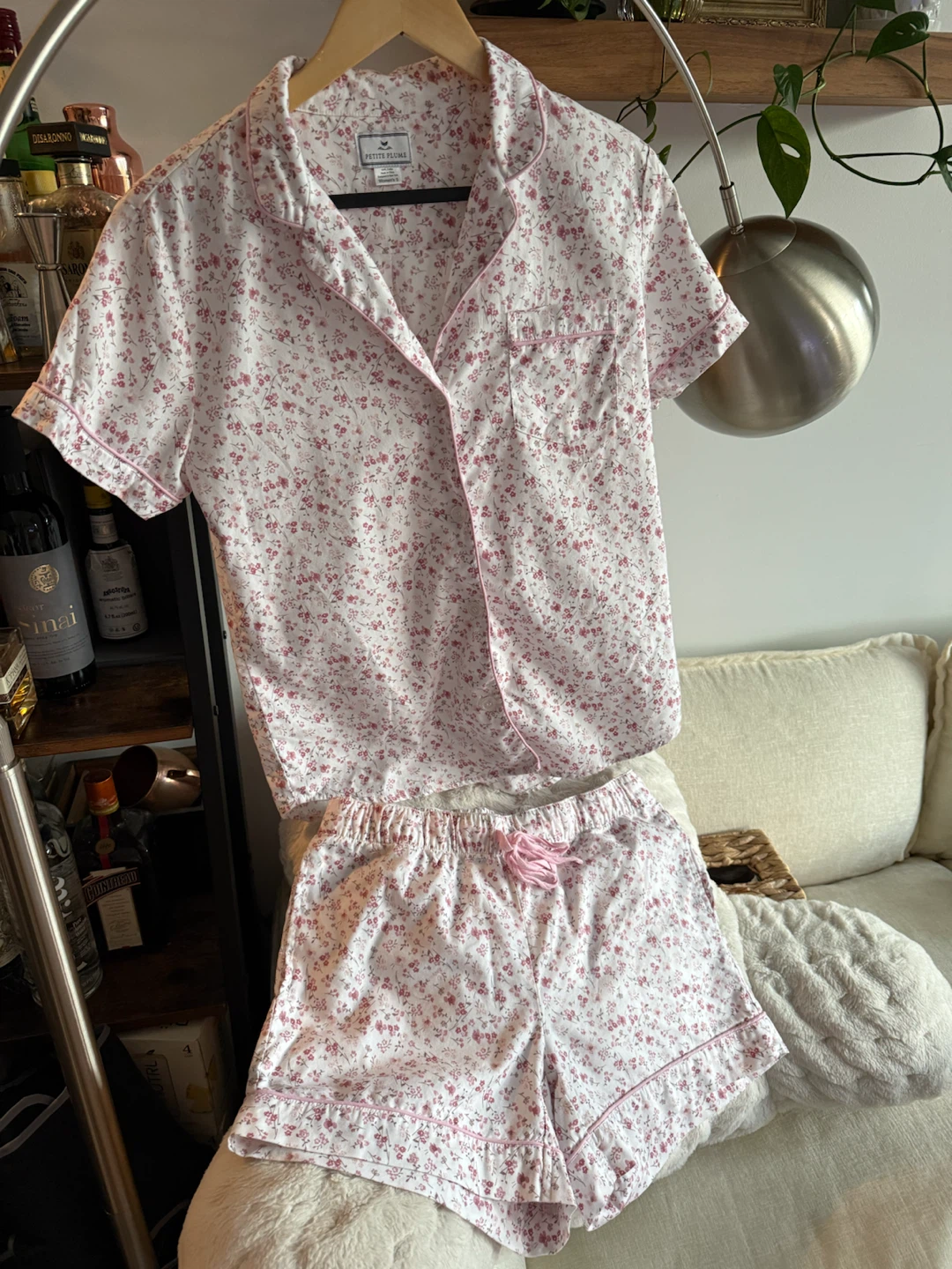 Petite Plume Women's Pajama Set - Pink Floral - Size S