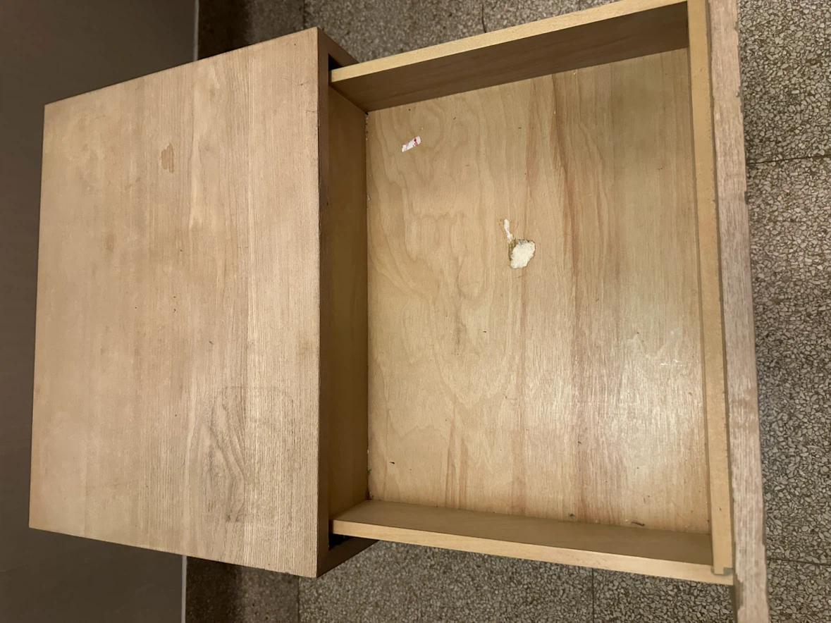 Rolling Wood and Metal Side Table with Drawer - photo 3