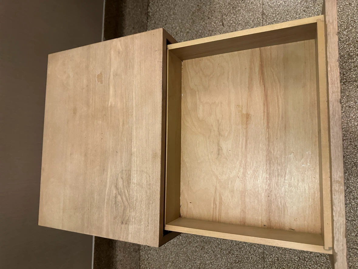 Rolling Wood and Metal Side Table with Drawer - photo 4