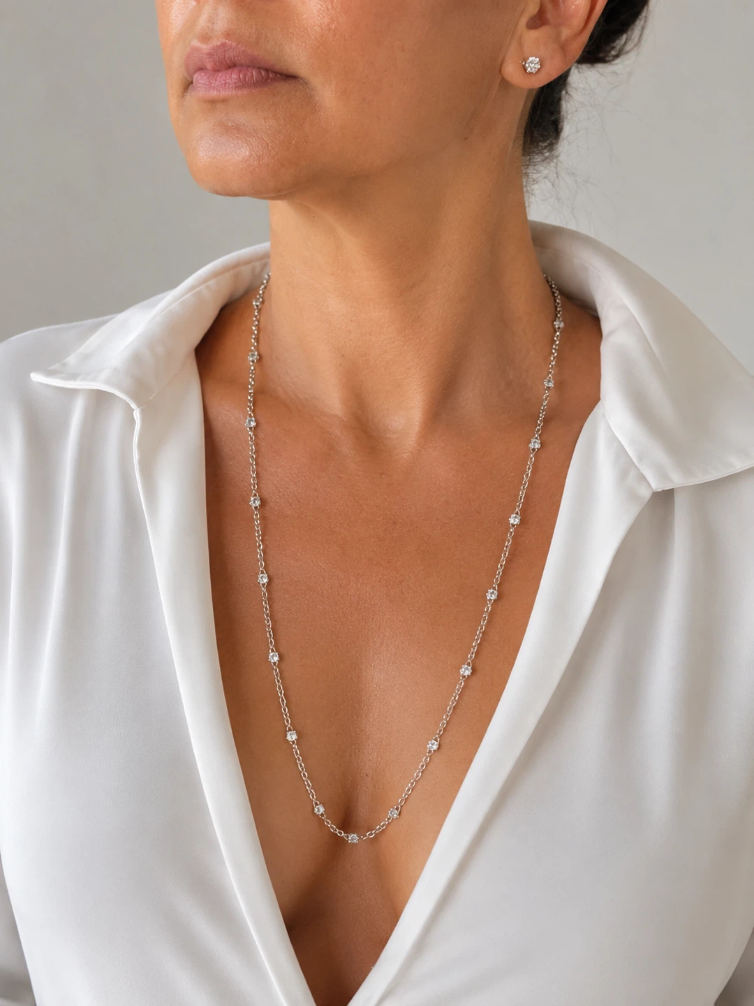 Delicate Diamond Station Necklace