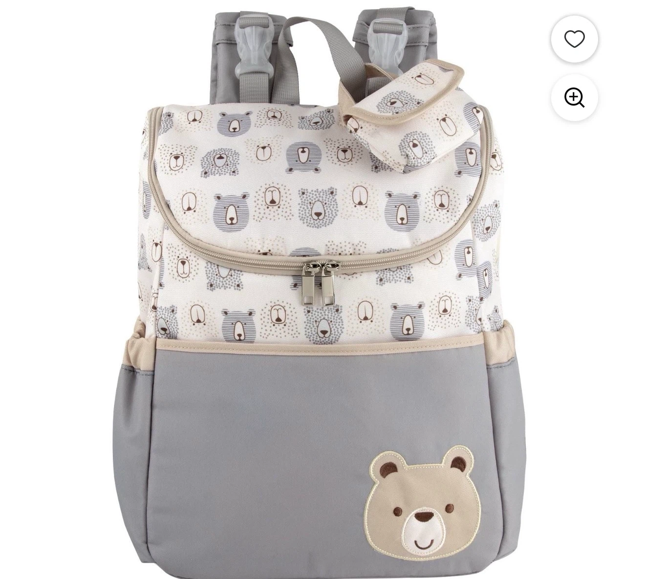 Bear Print Diaper Backpack with Changing Pad