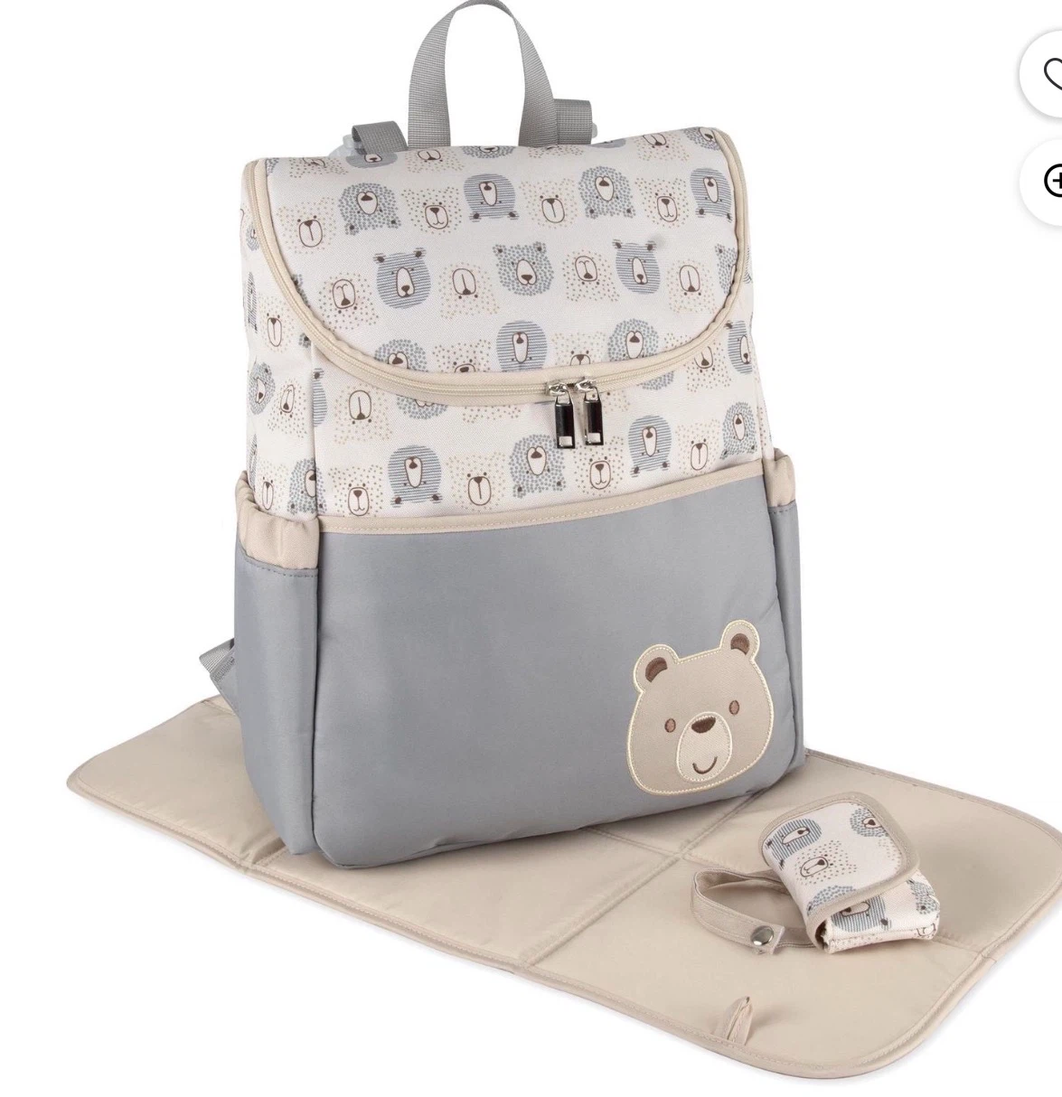 Bear Print Diaper Backpack with Changing Pad - photo 3