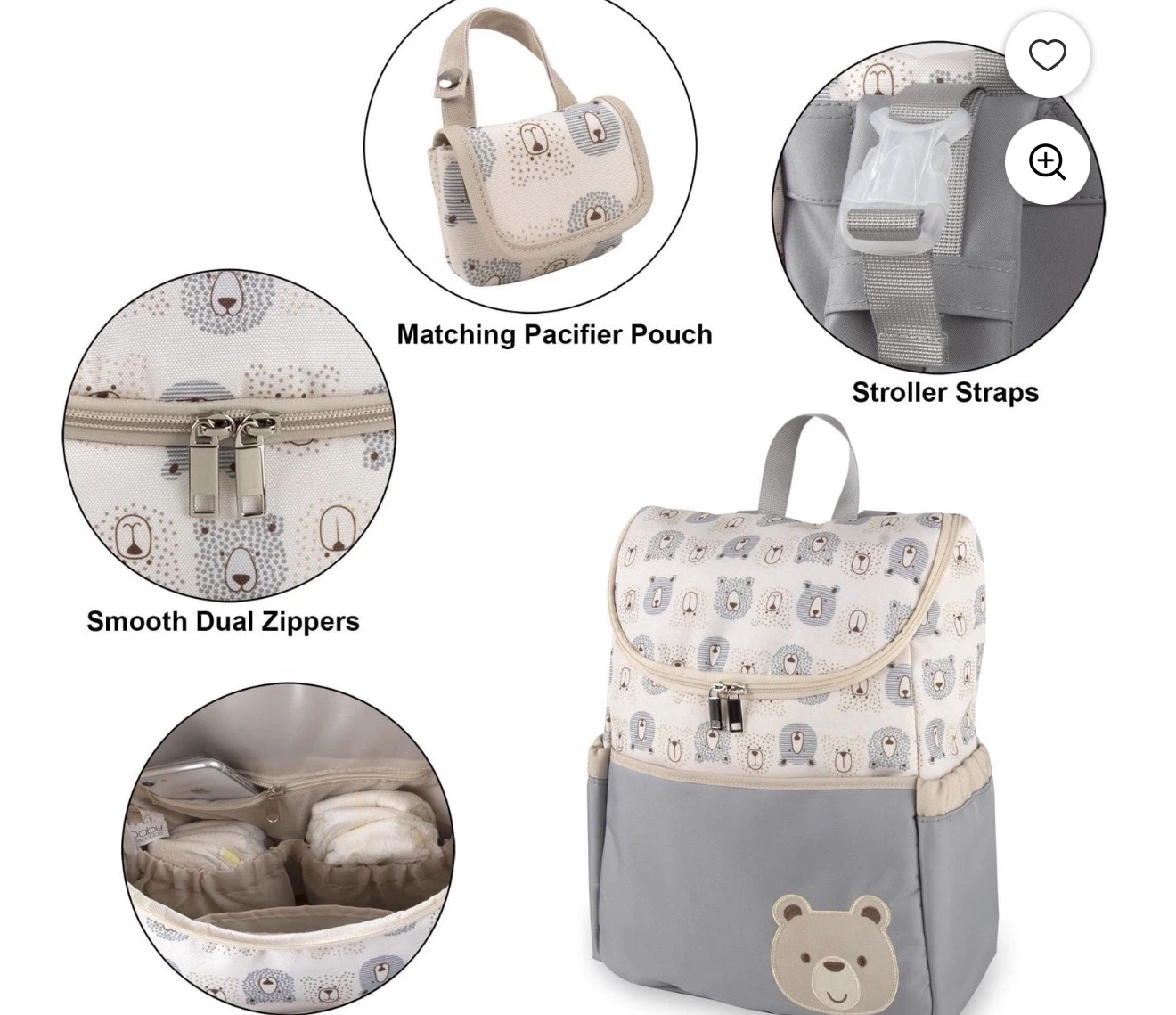 Bear Print Diaper Backpack with Changing Pad - photo 4