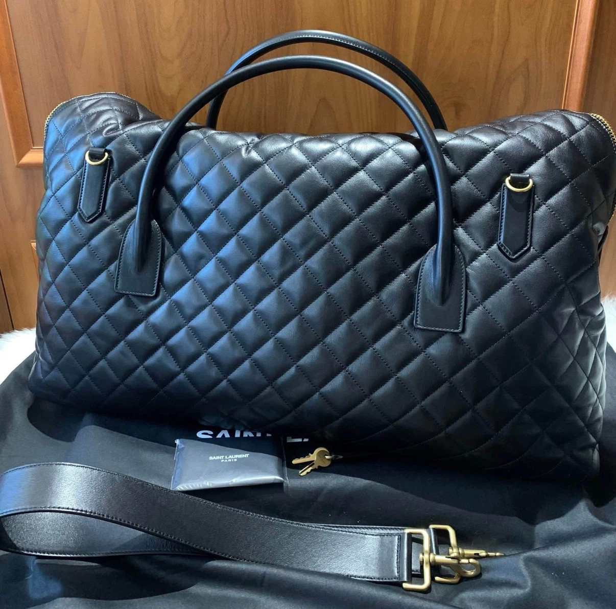 Saint Laurent Black Quilted Leather Duffle Bag - photo 4