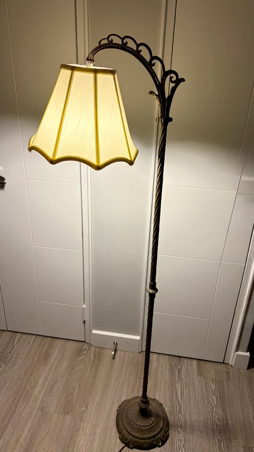 Vintage Floor Lamp with Fabric Shade - photo 3