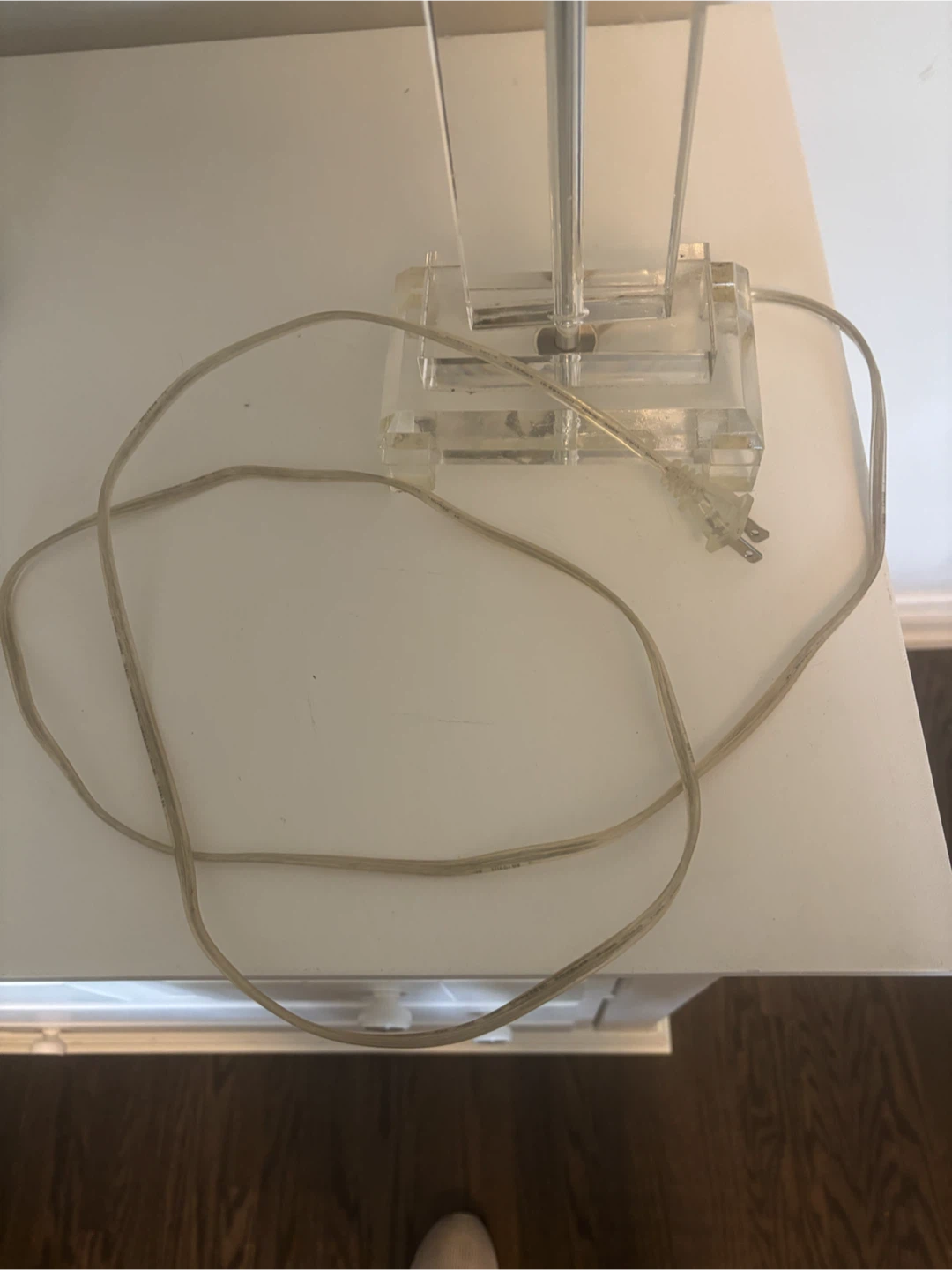 Clear Glass Table Lamp with White Pleated Shade - photo 3