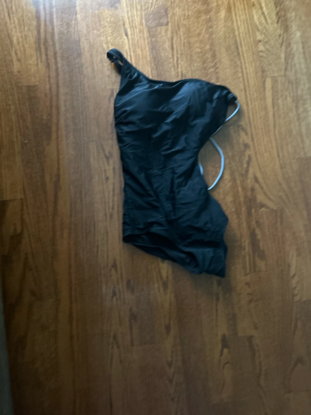 Black One-Shoulder Swimsuit with Lace-Up Detail - photo 4