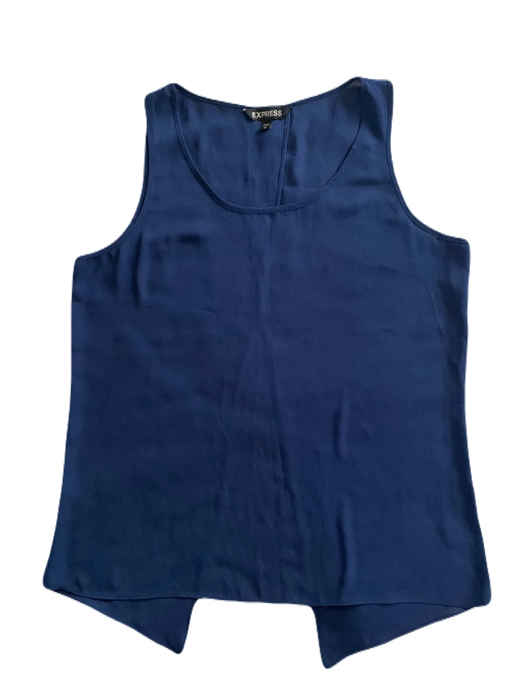 Express women’s medium shell blouse, split back, royal blue
