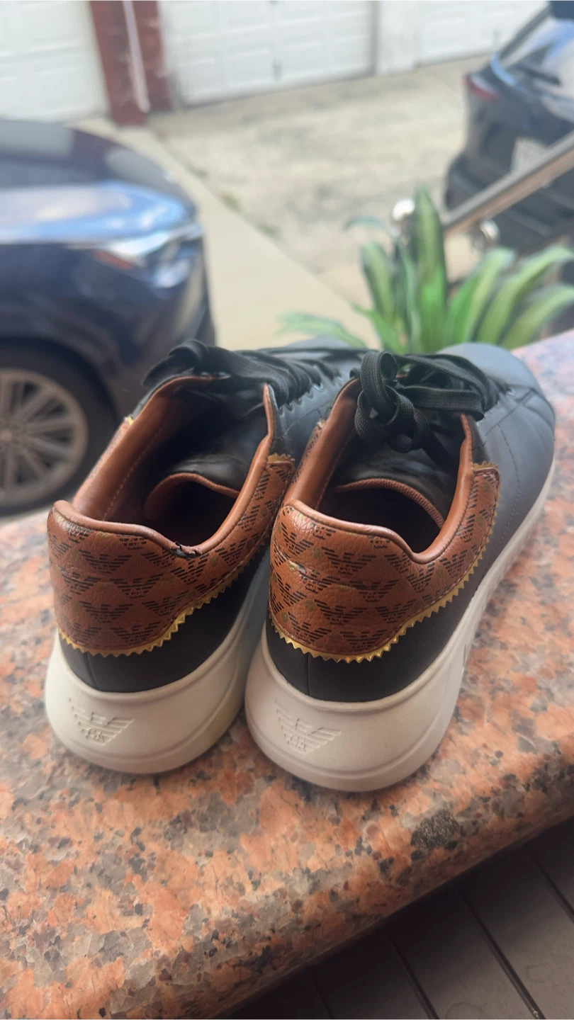 Emporio Armani Women’s Black Leather Sneakers - photo 2