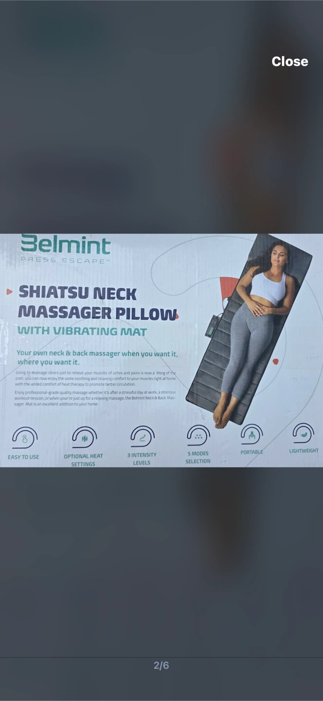Belmint Shiatsu Neck & Back Massager with Vibrating Mat - photo 2