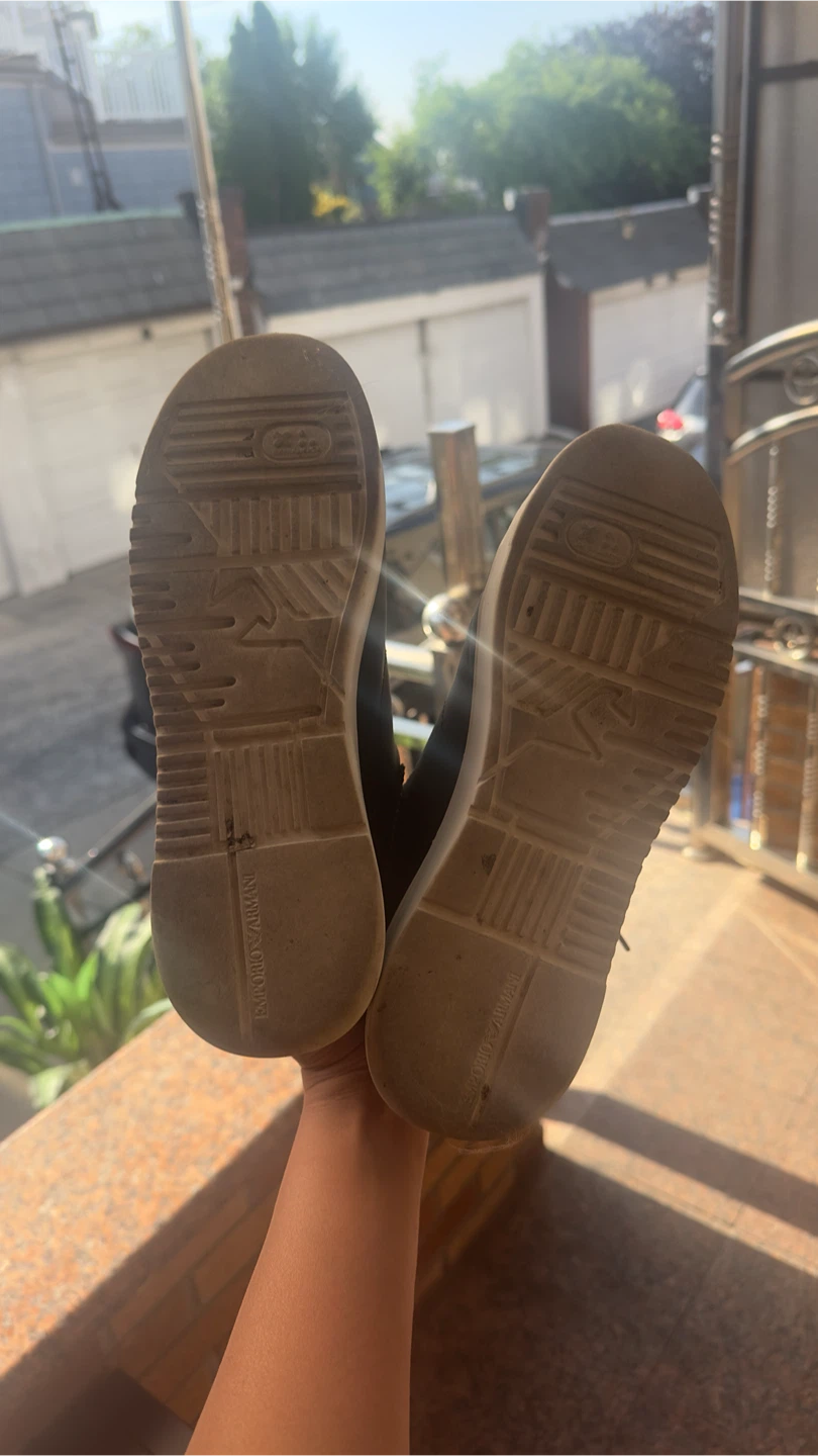 Emporio Armani Women’s Black Leather Sneakers - photo 4