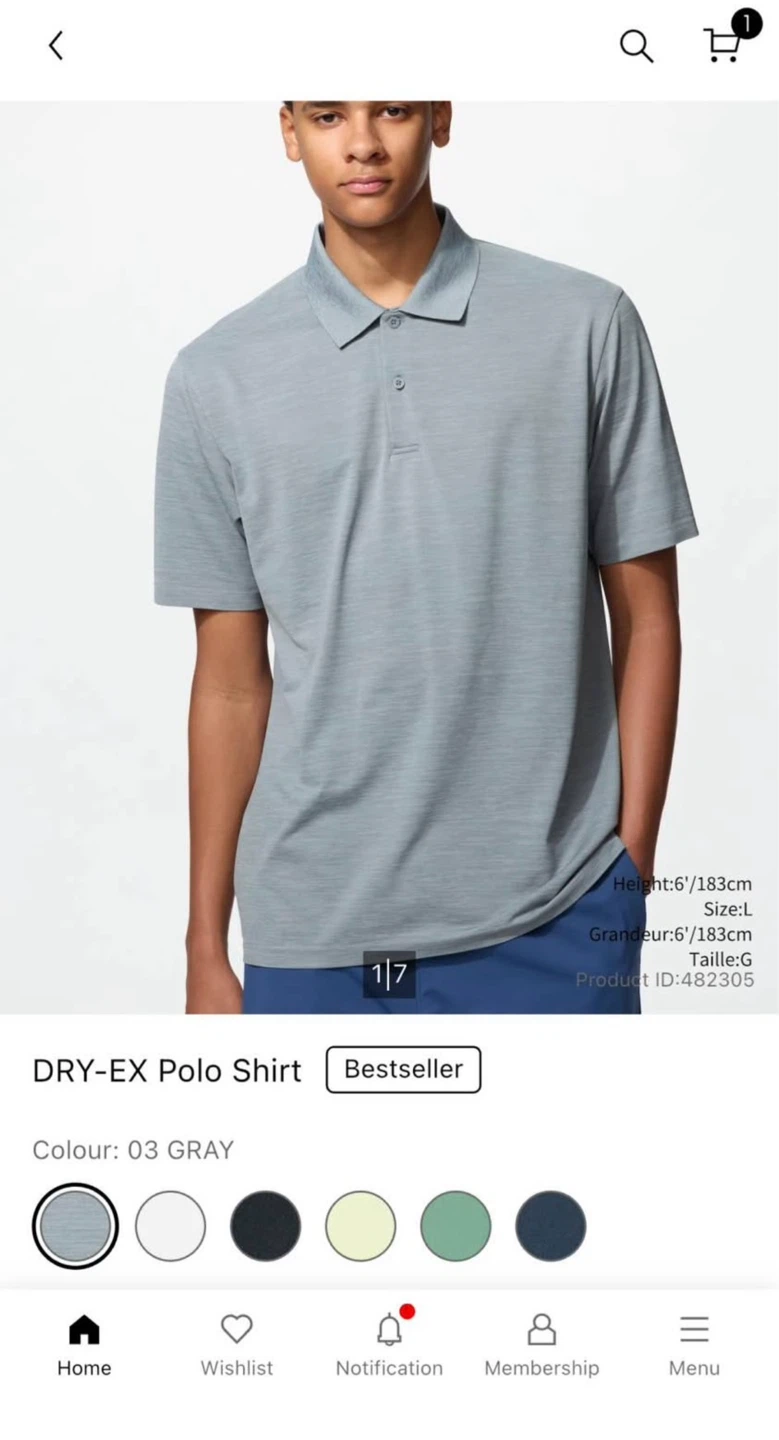 New Uniqlo DRY-EX Polo Shirt XL Grey