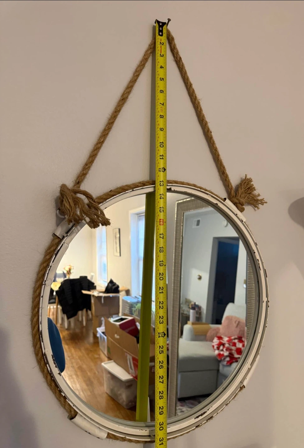 Round Hanging Rope Mirror - photo 2
